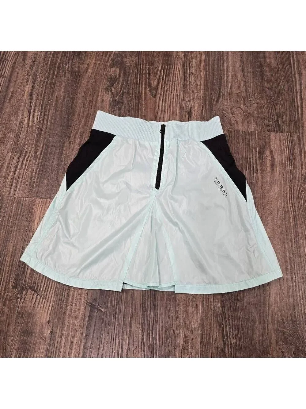 Koral Light Blue Zip Front Lined Skirt | Sport-Luxe Active Mini Skirt Size  XS